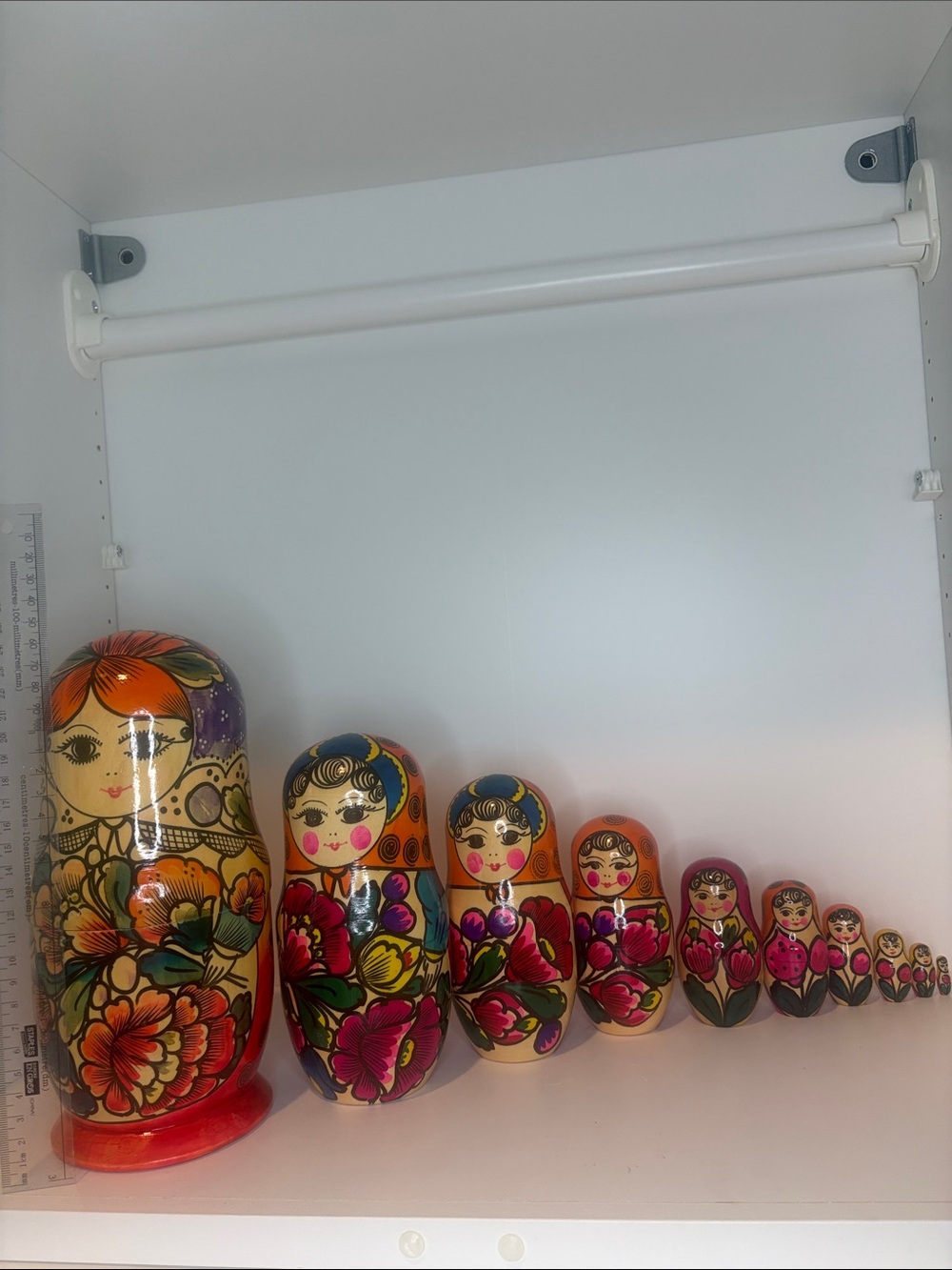 Vintage 10-Piece Hand-Painted Russian Matryoshka Nesting Doll Set